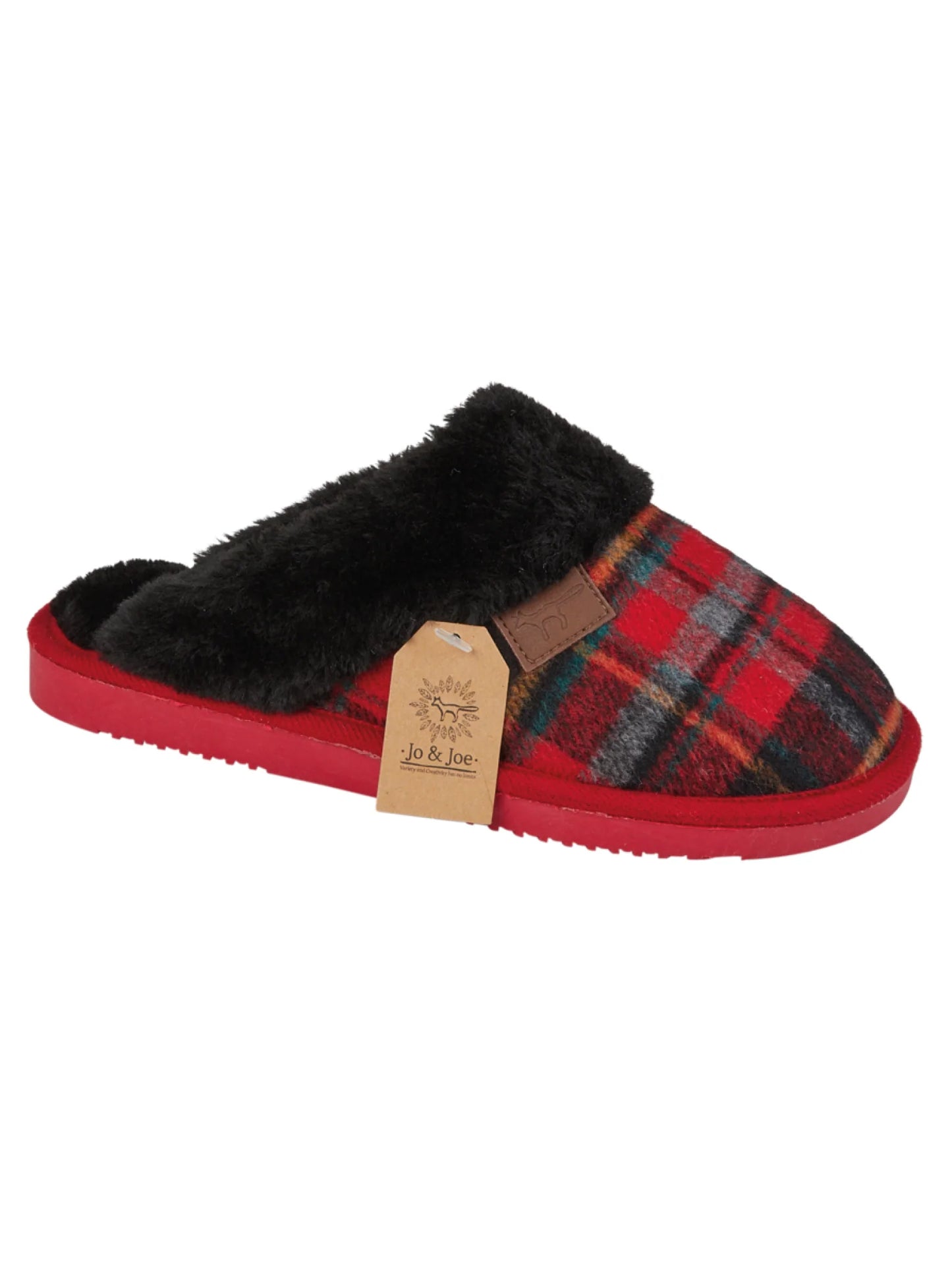 Red Jo & Joe Shetland highlander faux fur slippers 3-8