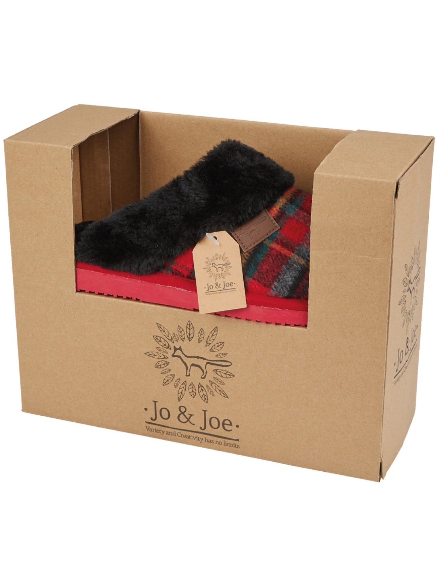 Red Jo & Joe Shetland highlander faux fur slippers 3-8