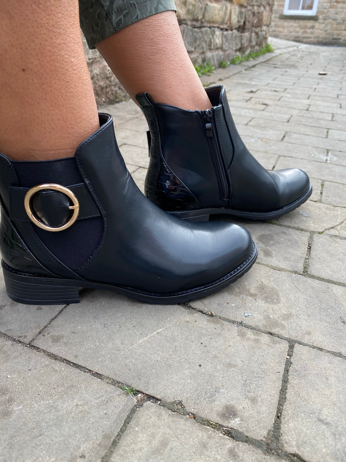 Black buckle detail ankle boot 3-8