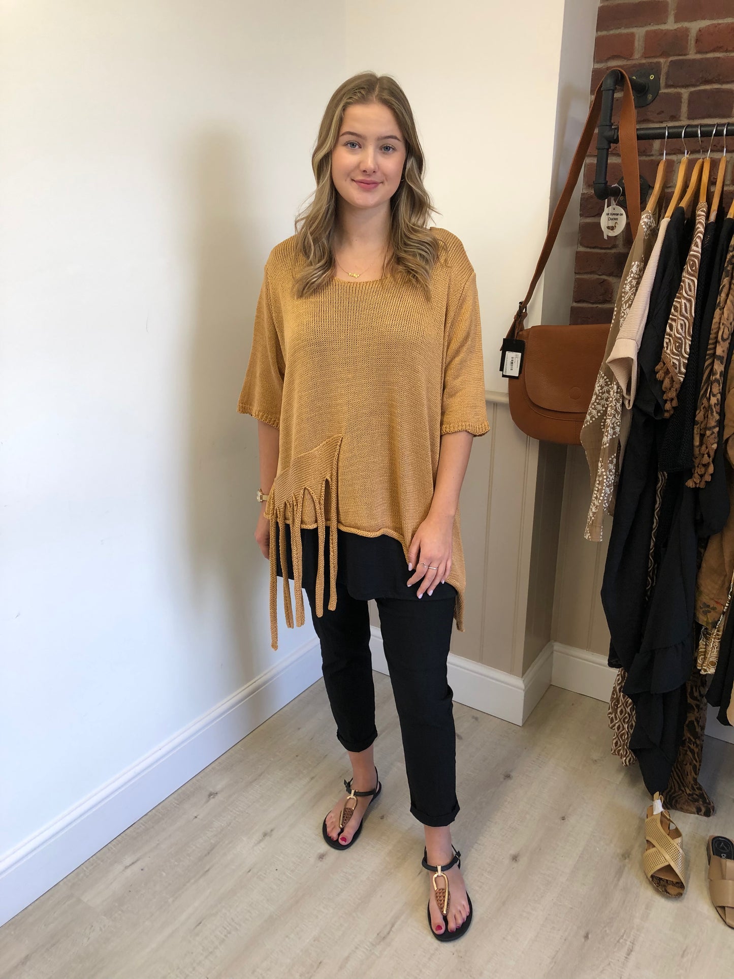 Camel tassel detail cotton jumper 12-18