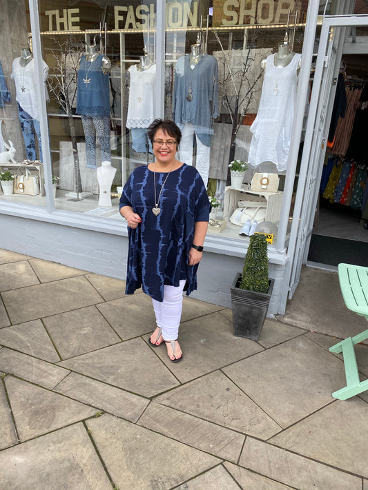 Navy draped pulse tunic