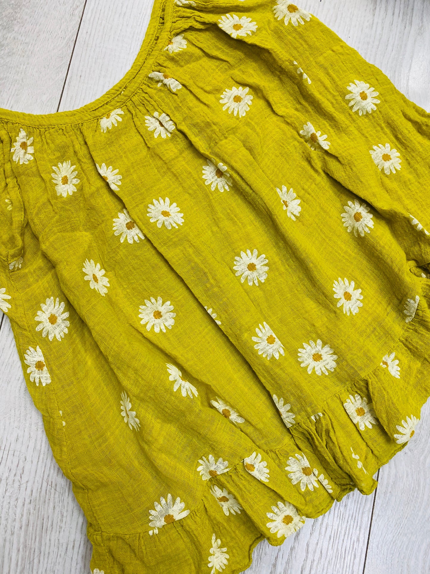 Daisy heads vest top yellow 10-16