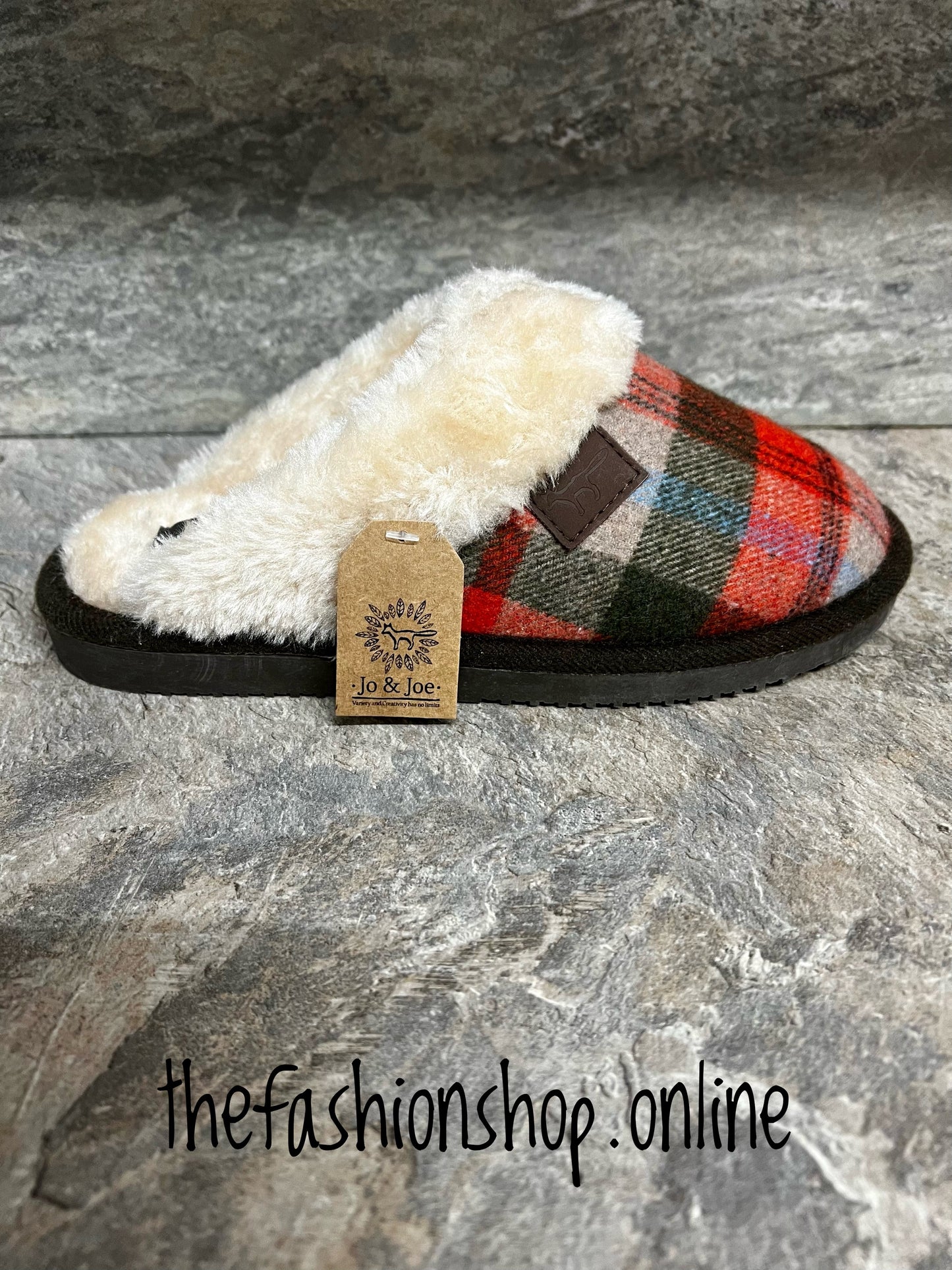 Brown Jo & Joe Shetland highlander faux fur slippers 3-8