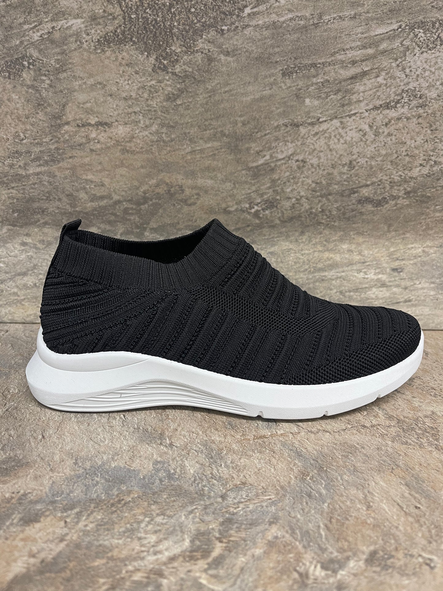 Black casual slip on trainer 3-8