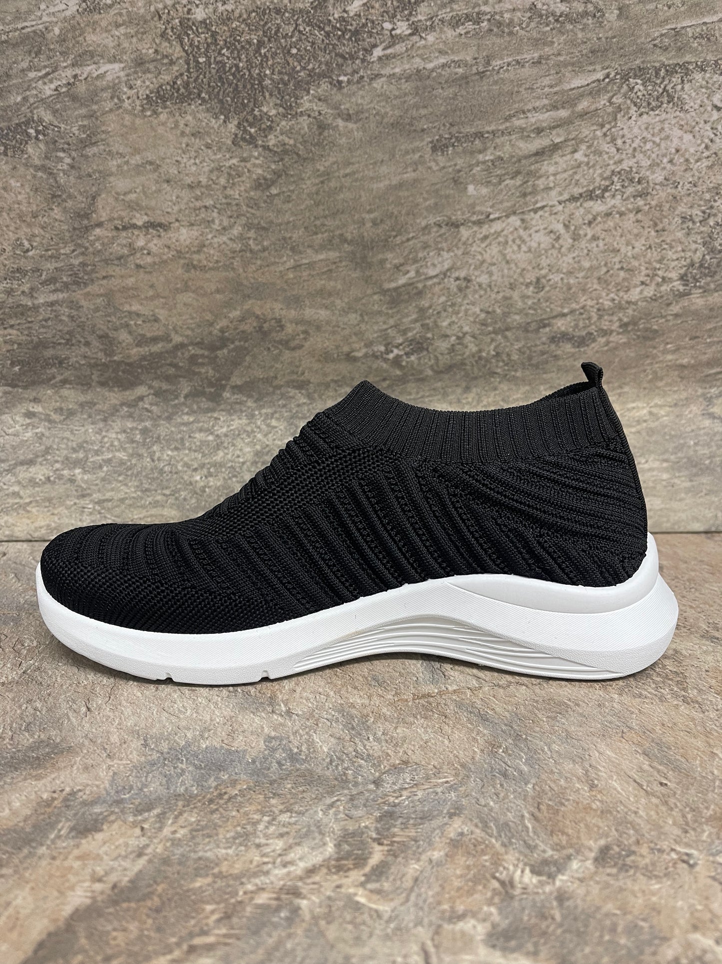 Black casual slip on trainer 3-8