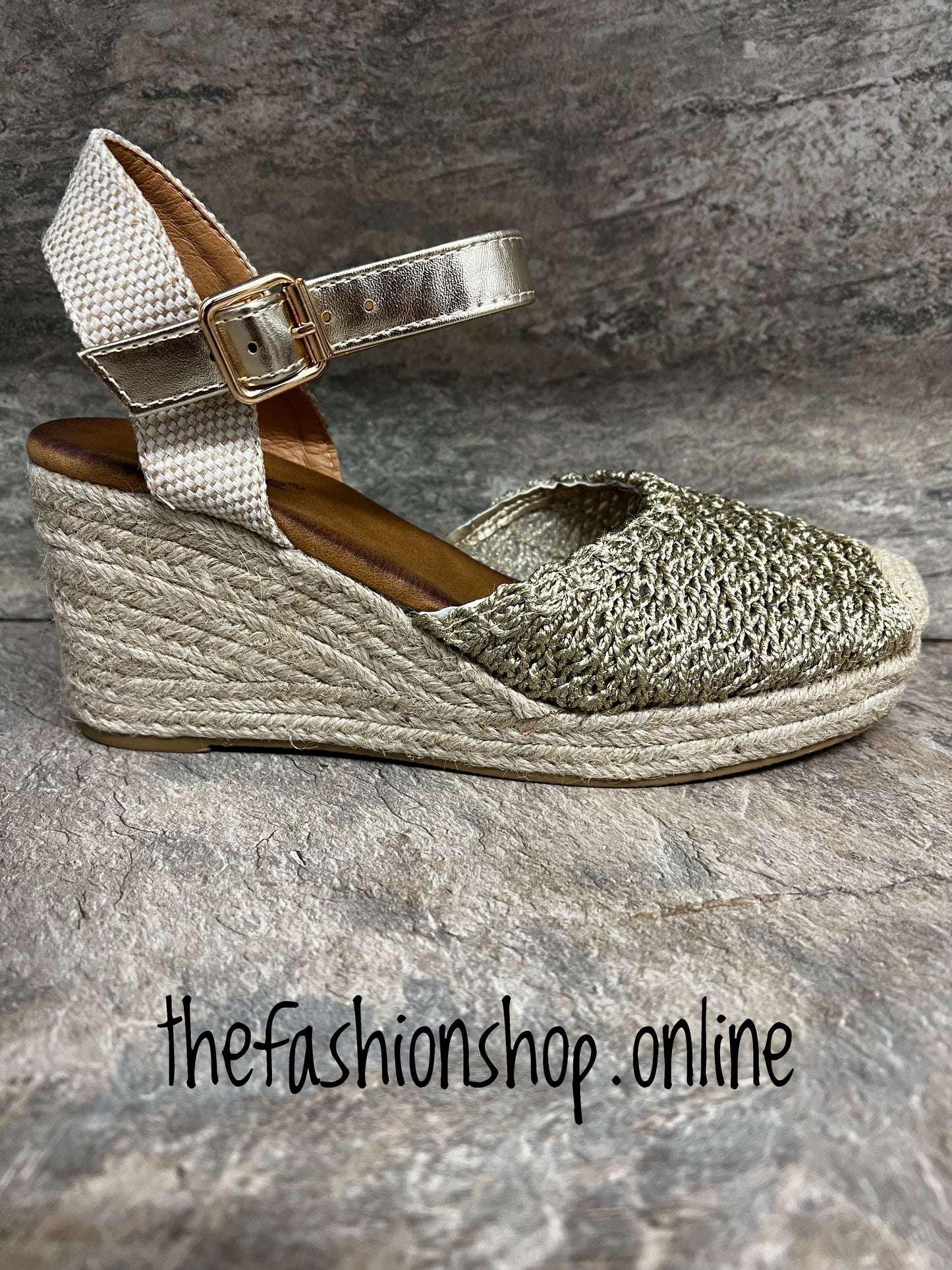 Gold espadrille wedge 3-8