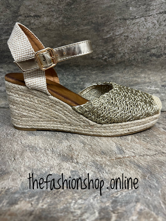 Gold espadrille wedge 3-8