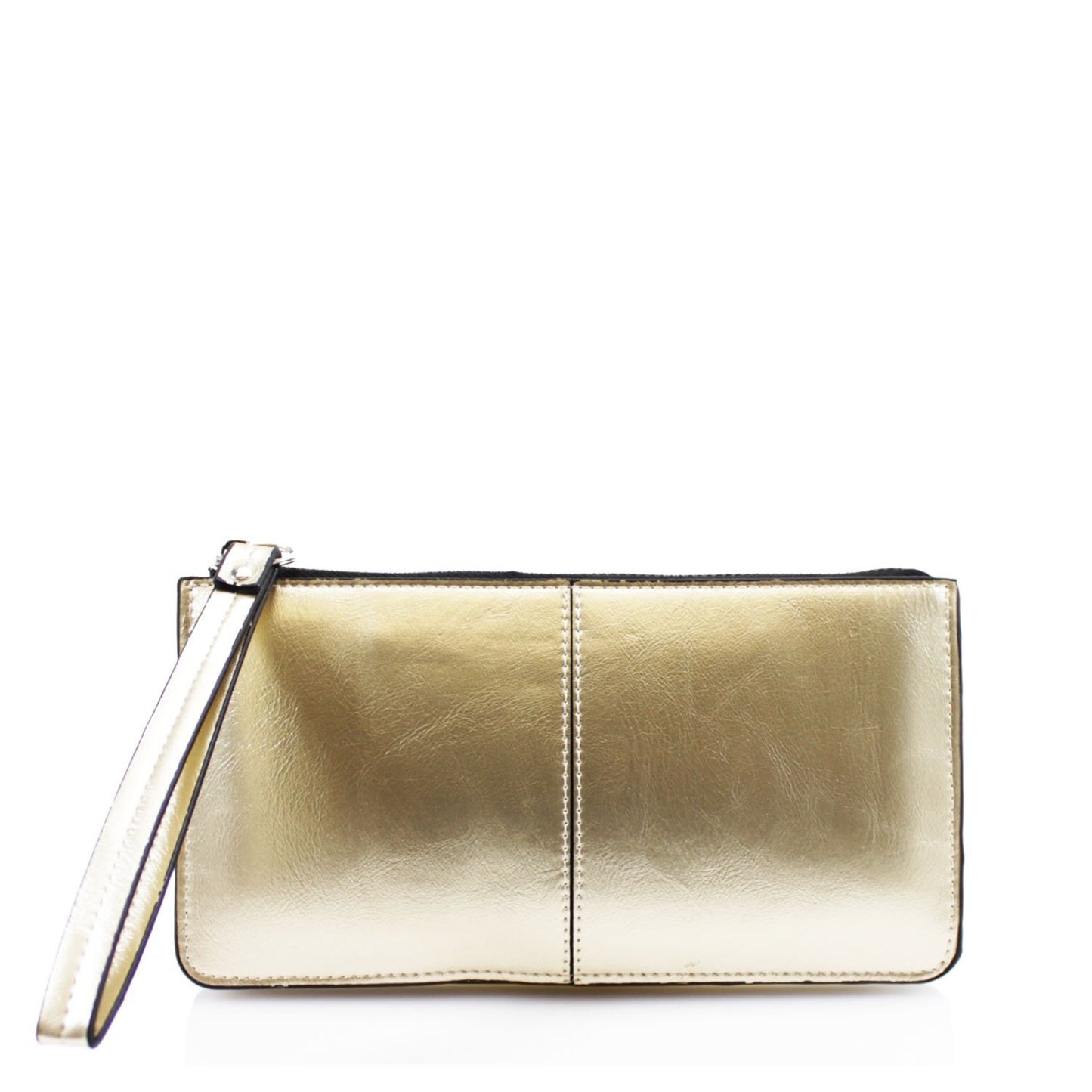 Small clutch bag with wrist strap - gold