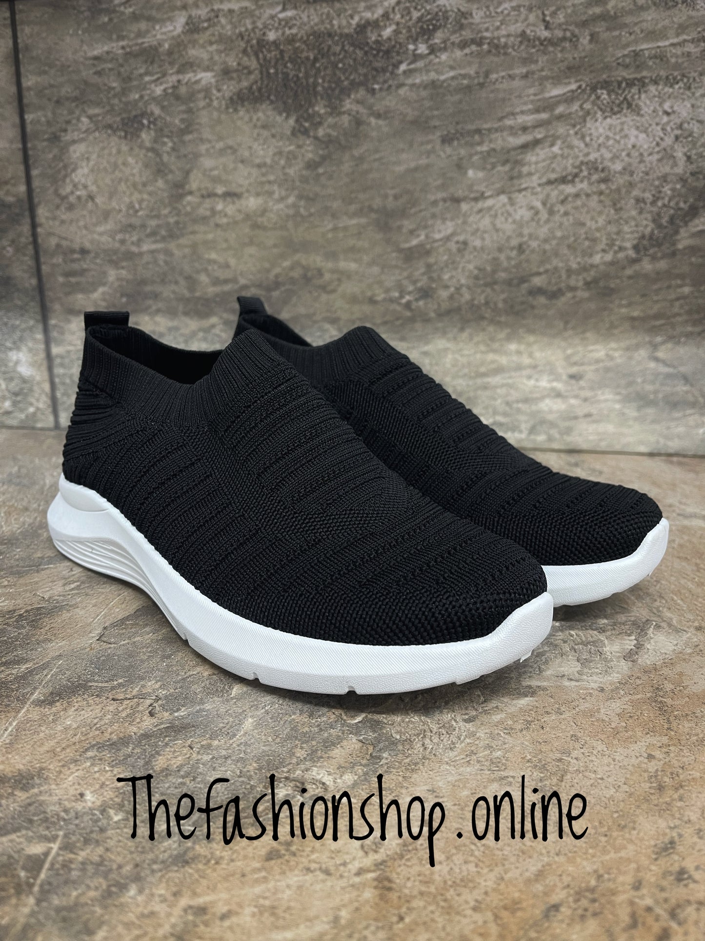 Black casual slip on trainer 3-8