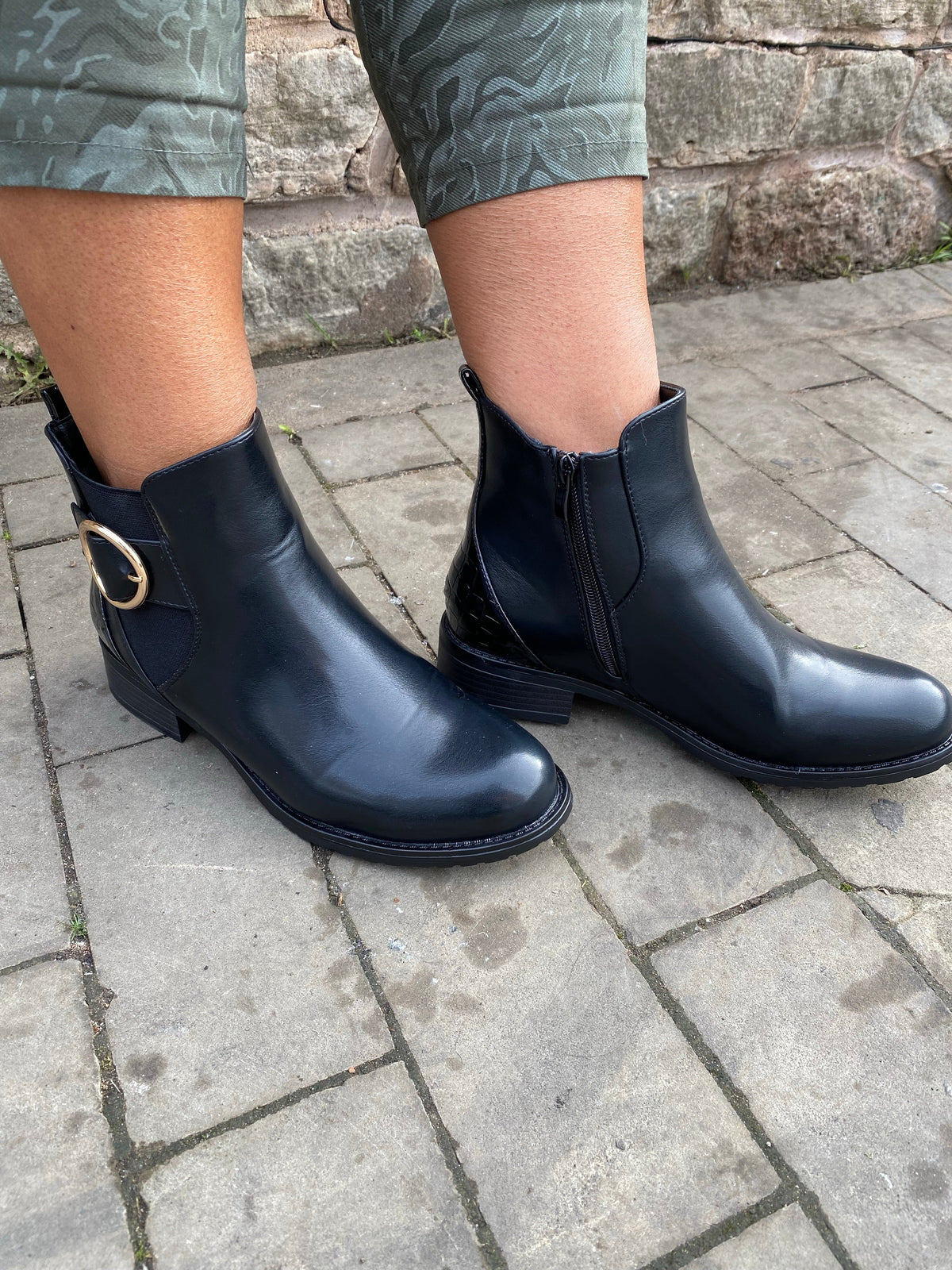 Black buckle detail ankle boot 3-8