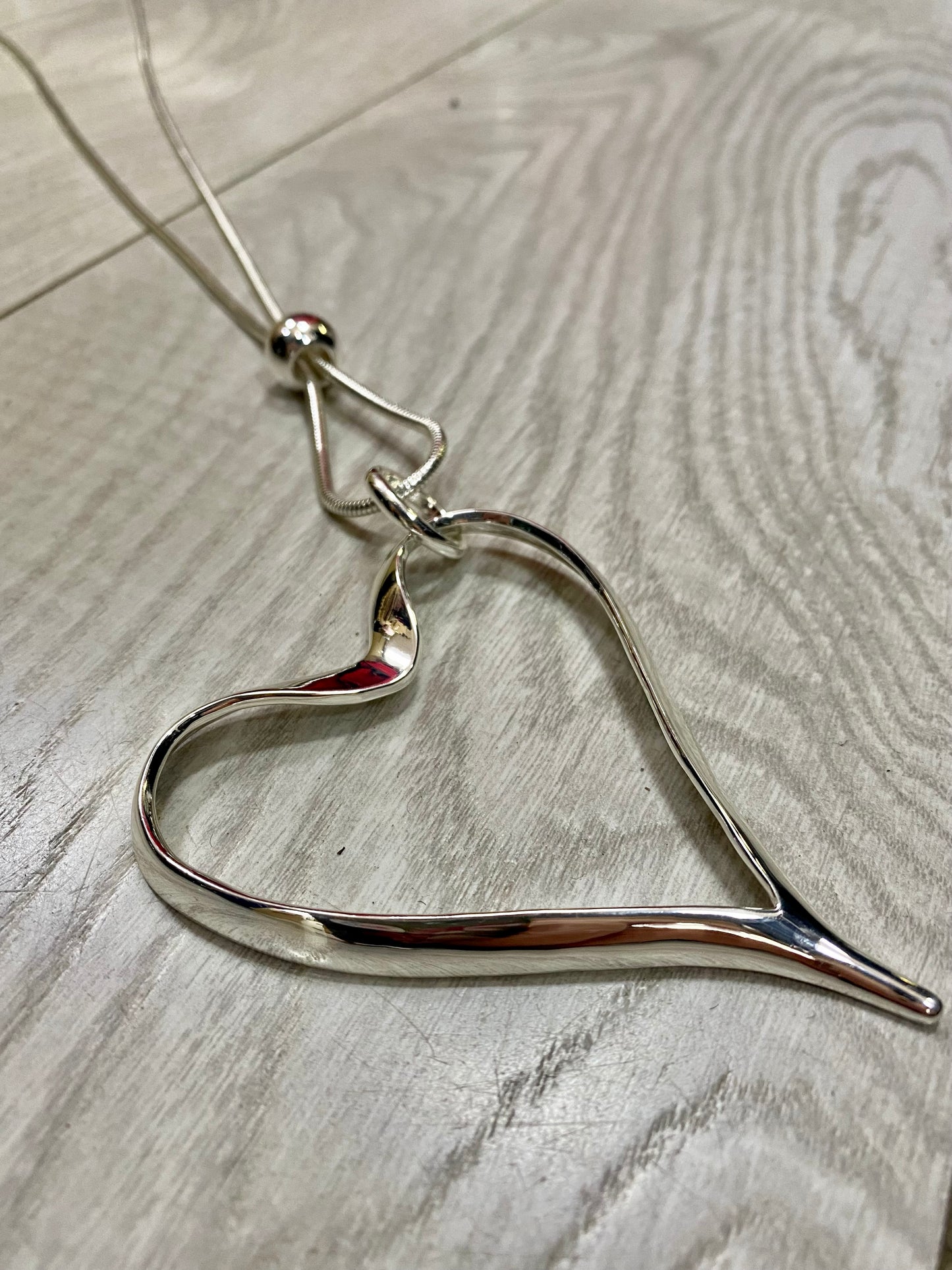 Silver open heart necklace