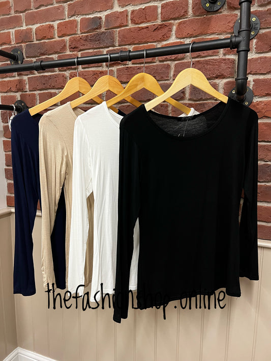 Black crew neck long sleeve top sizes 10-14