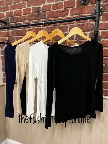 Black crew neck long sleeve top sizes 10-14