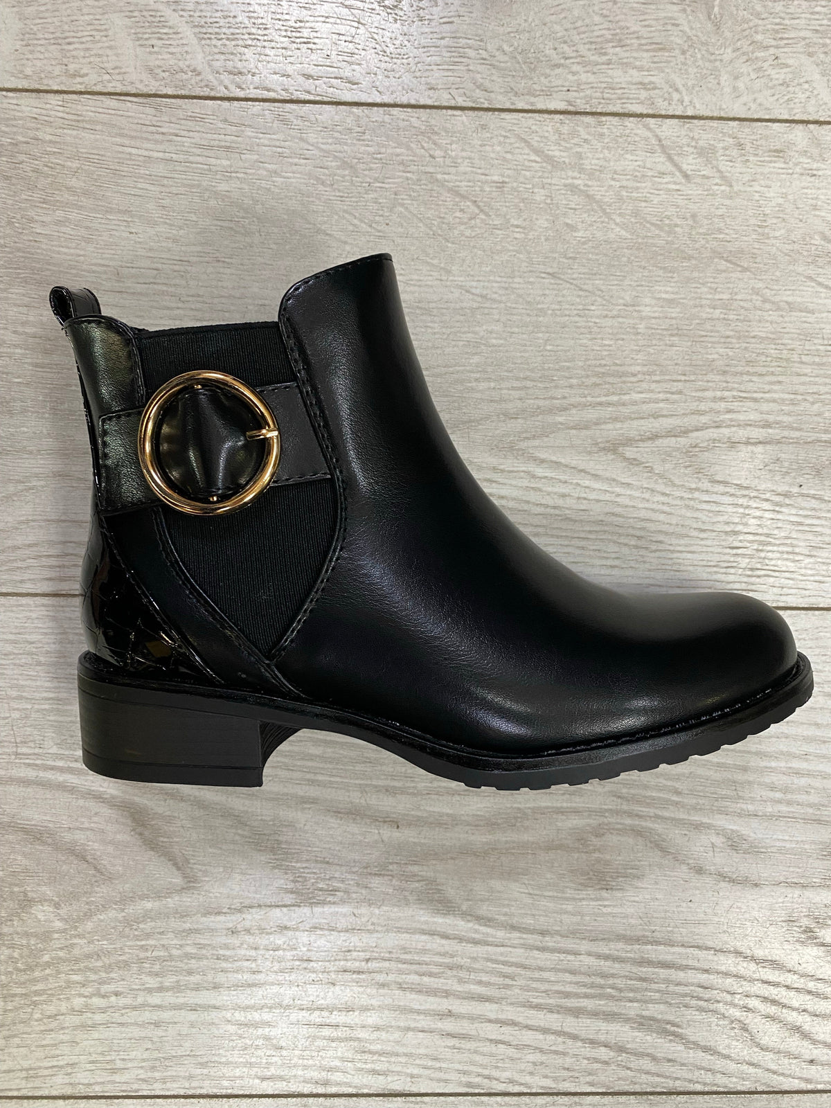 Black buckle detail ankle boot 3-8