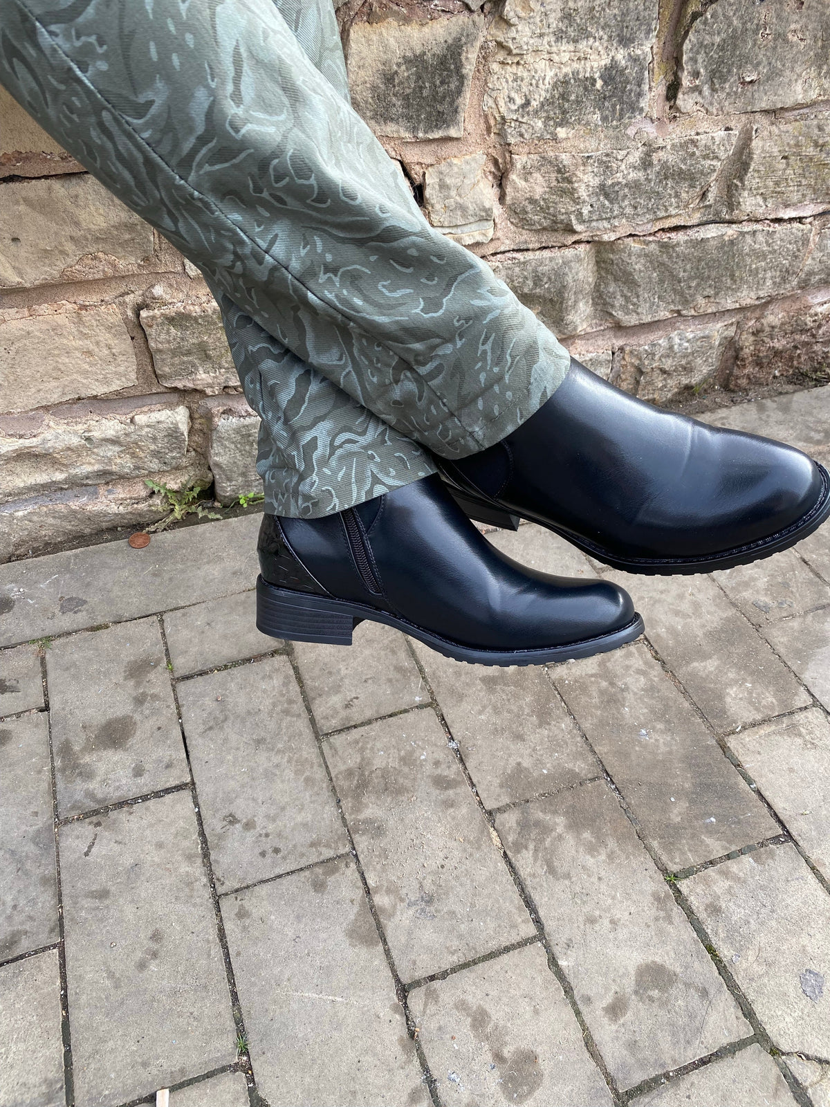 Black buckle detail ankle boot 3-8