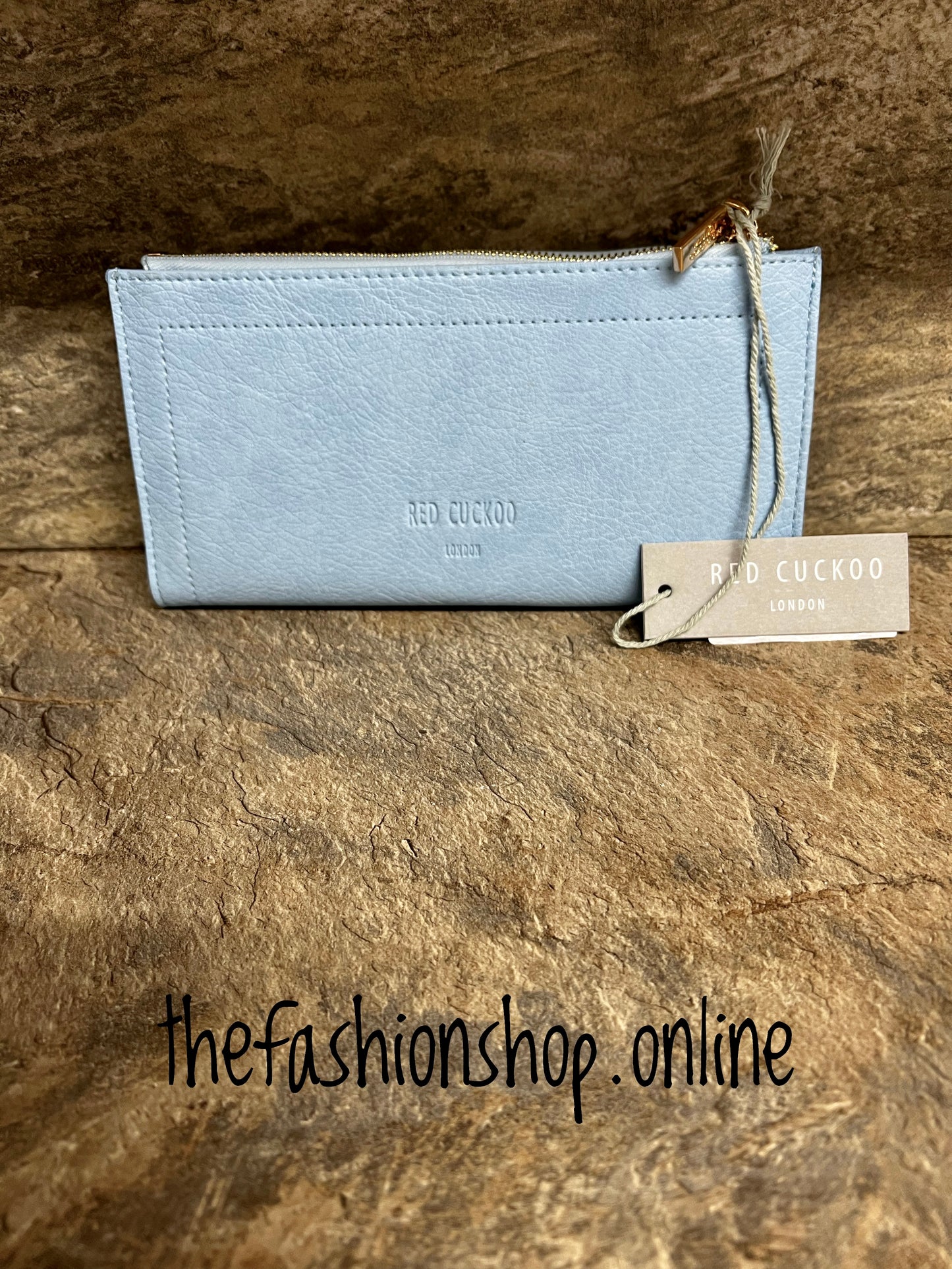 Red Cuckoo pale blue large purse