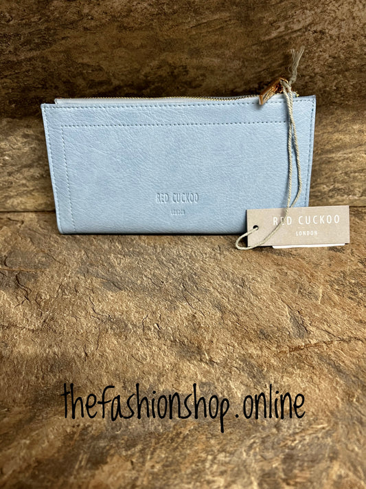 Red Cuckoo pale blue large purse