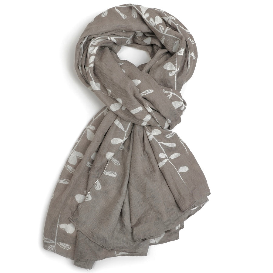 Miss Sparrow grey leaf scarf