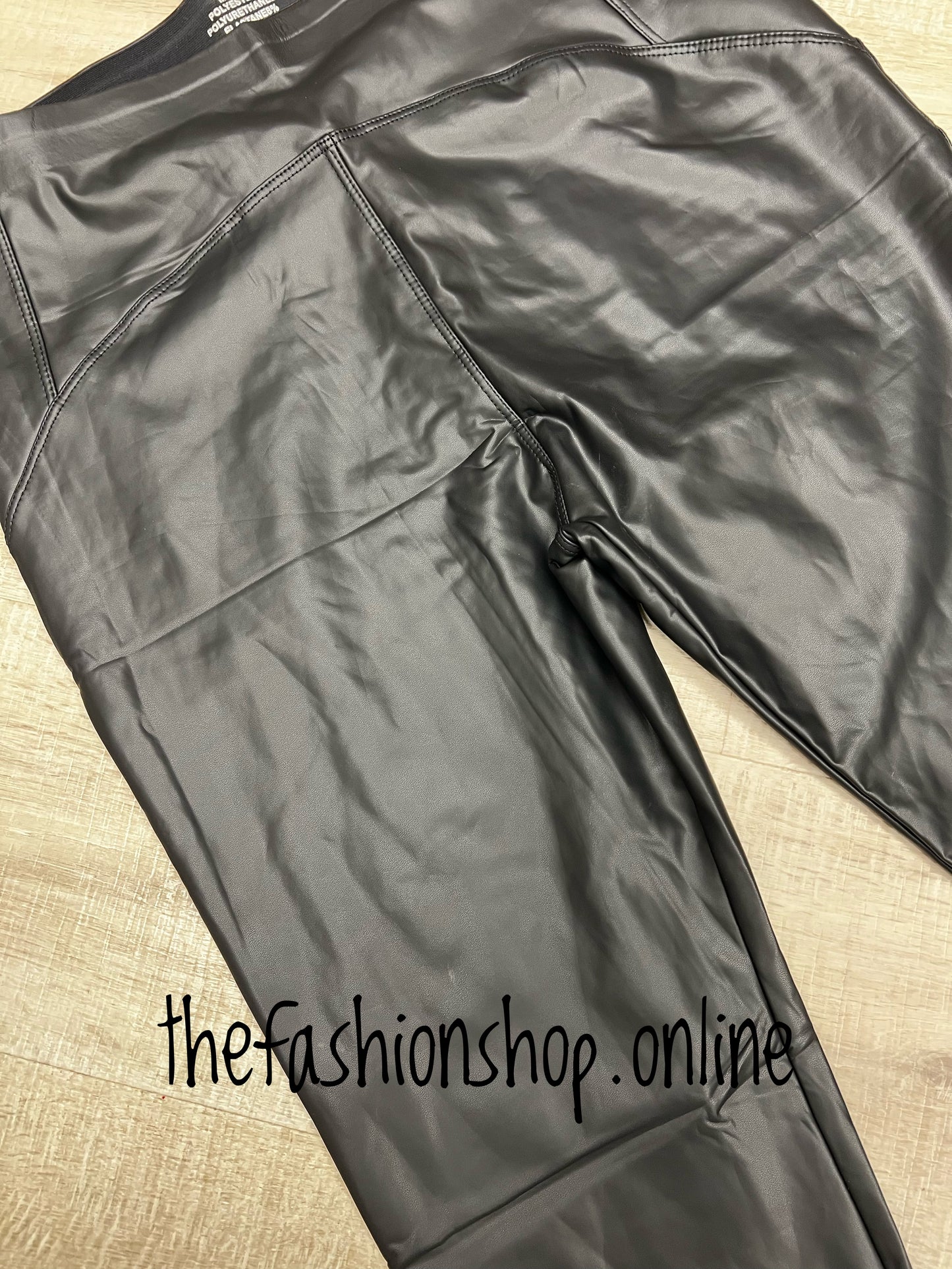 Premium black leather look jegging