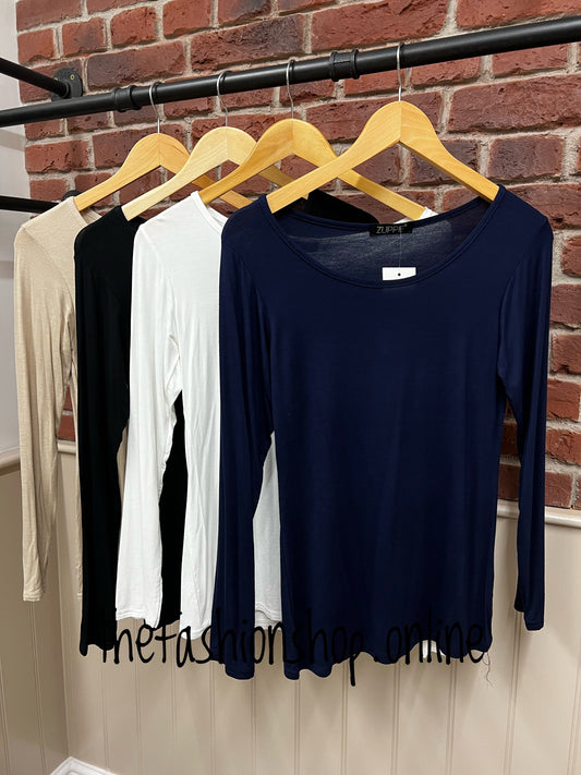 Navy crew neck long sleeve top sizes 10-14