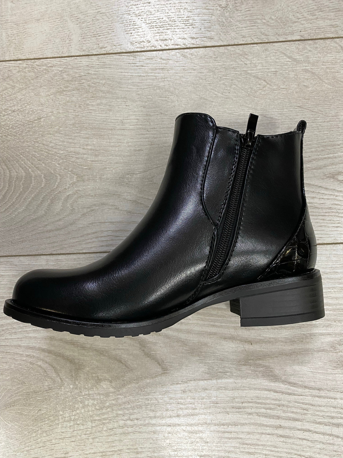 Black buckle detail ankle boot 3-8