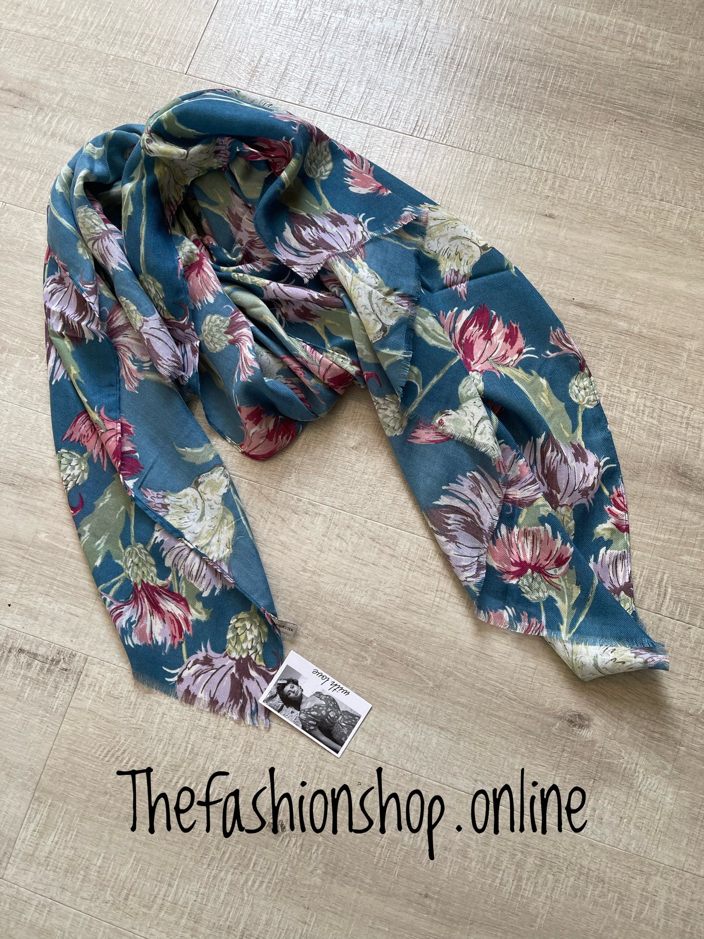 Teal thistle scarf