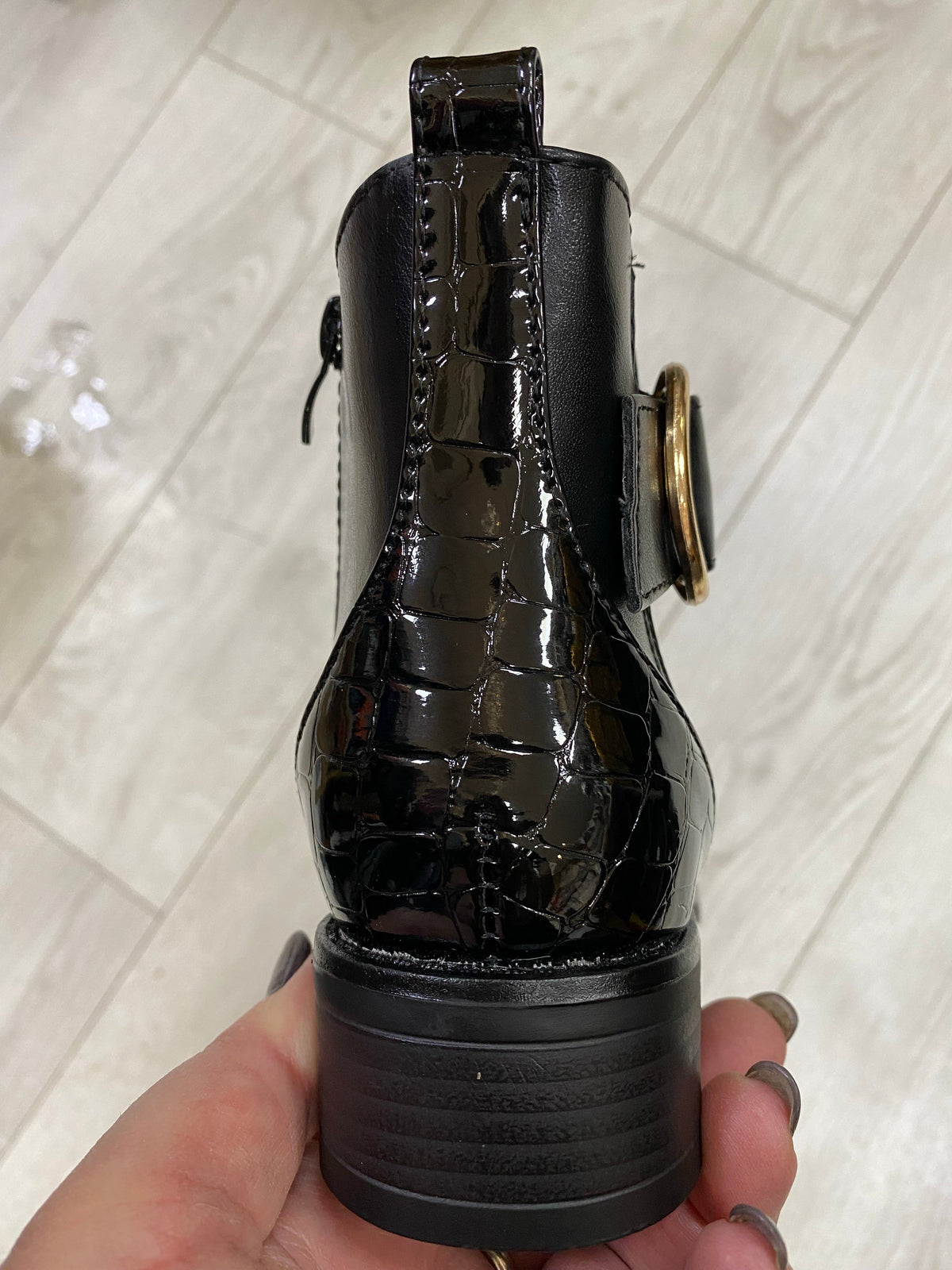 Black buckle detail ankle boot 3-8