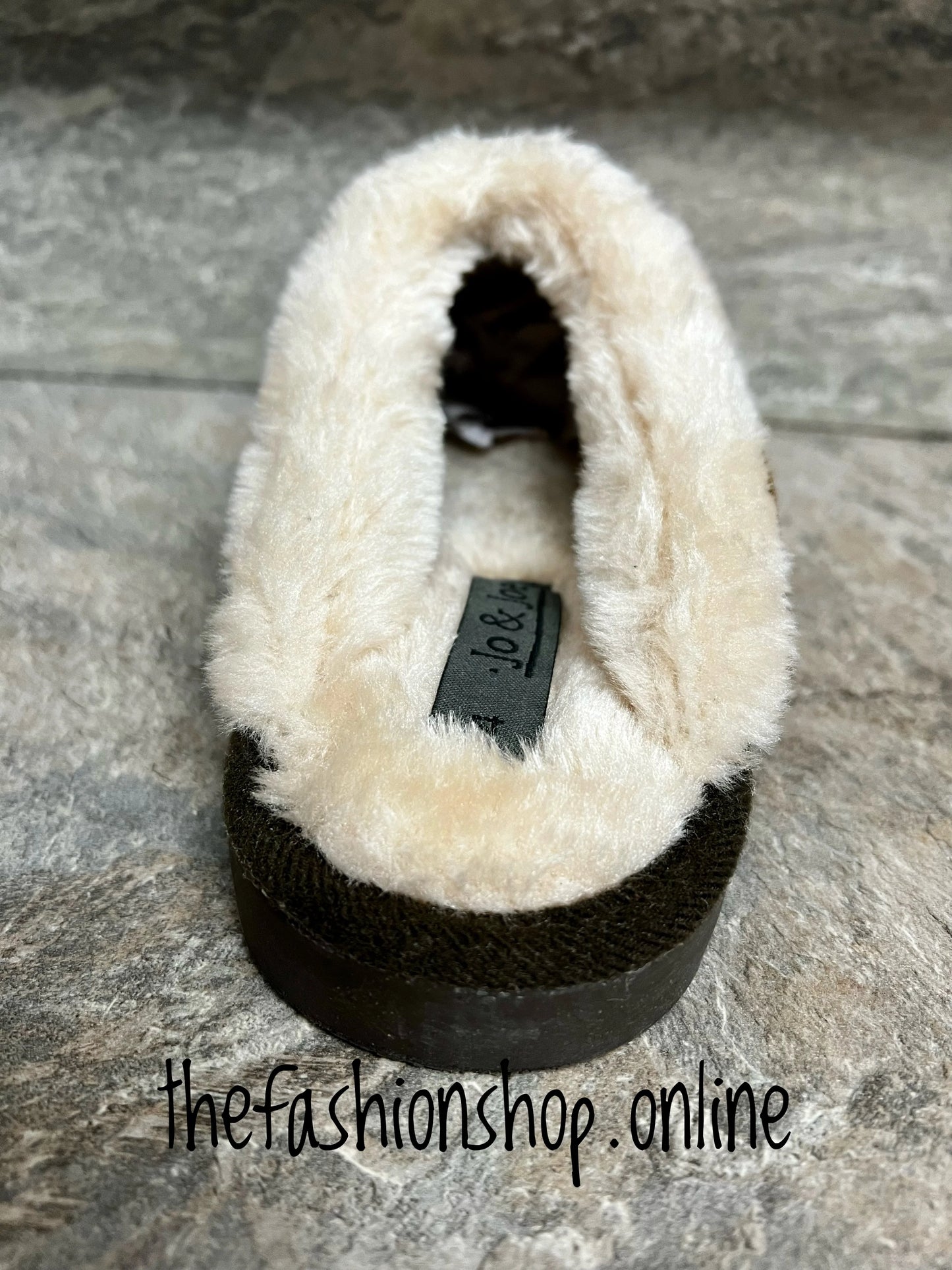 Brown Jo & Joe Shetland highlander faux fur slippers 3-8