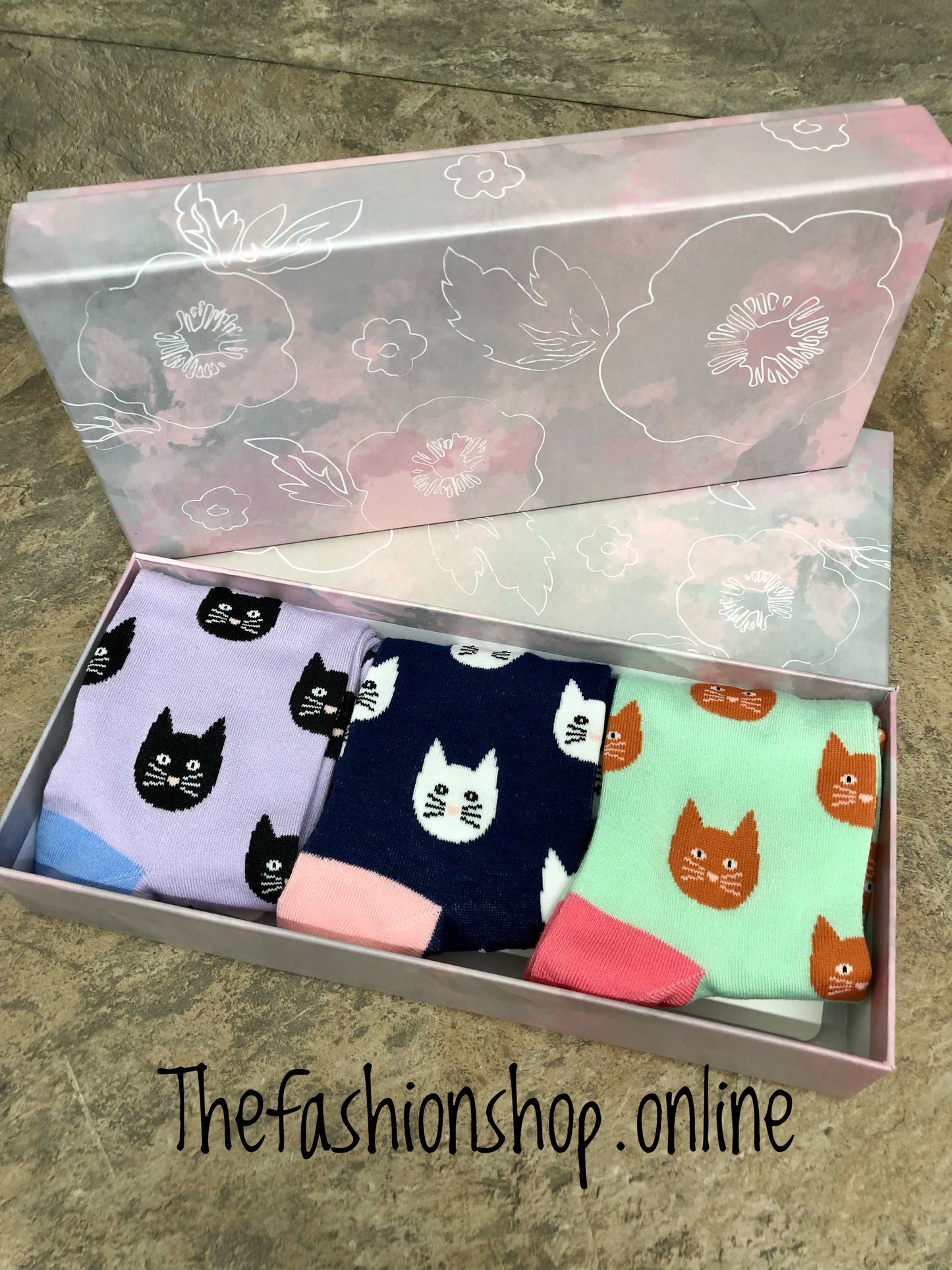Bamboo sock gift box - cats