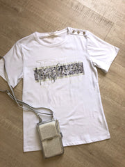 White and silver fashion t shirt
