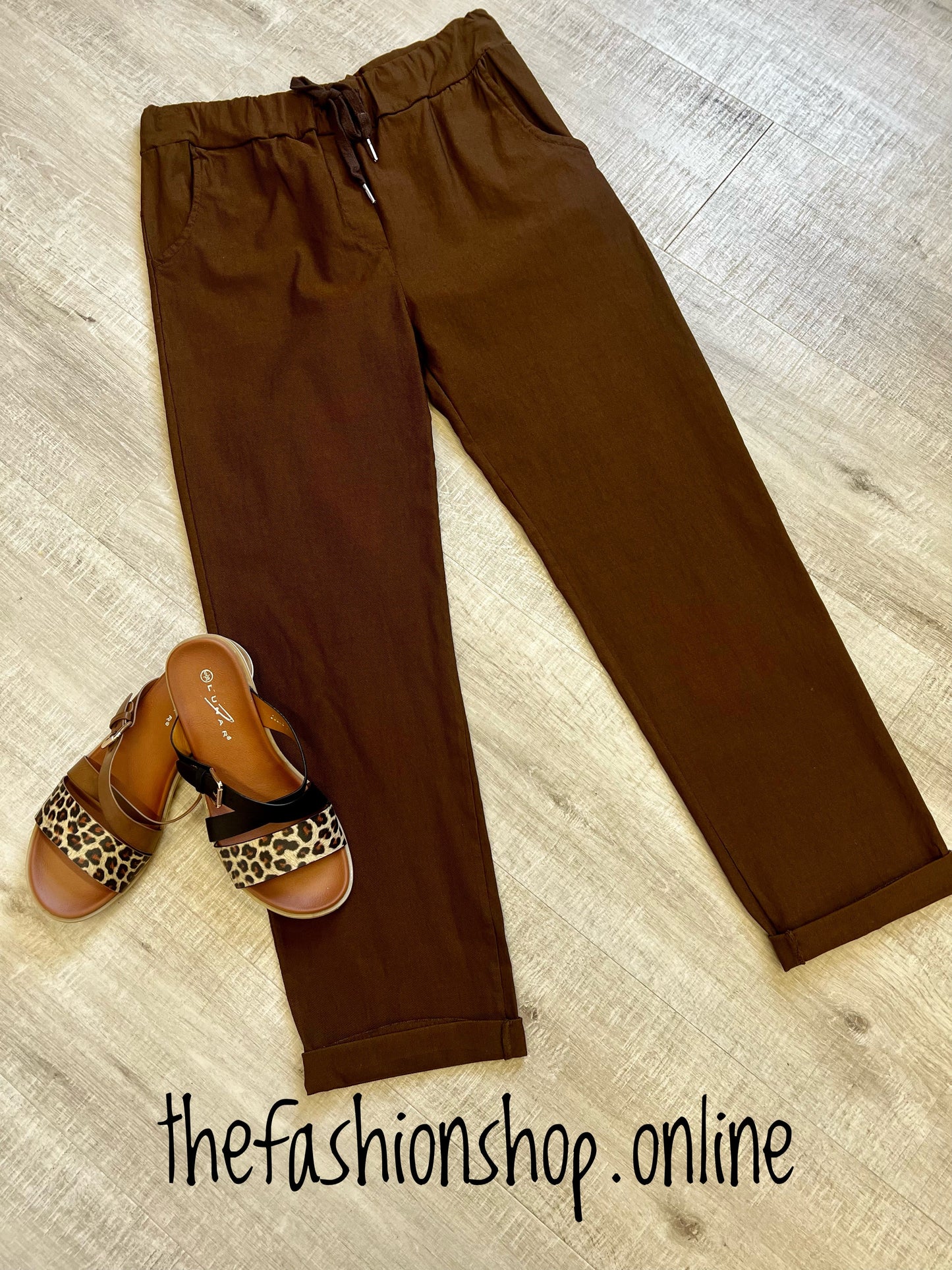 Plus size brown smooth super stretchy trousers 18-22