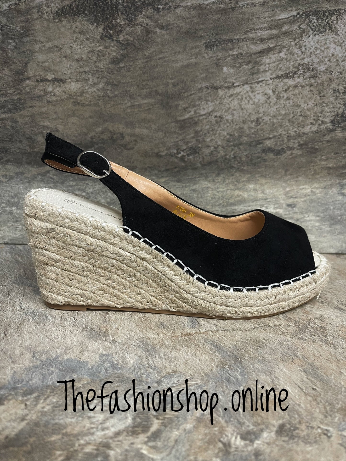 Black open toe wedges 3-8