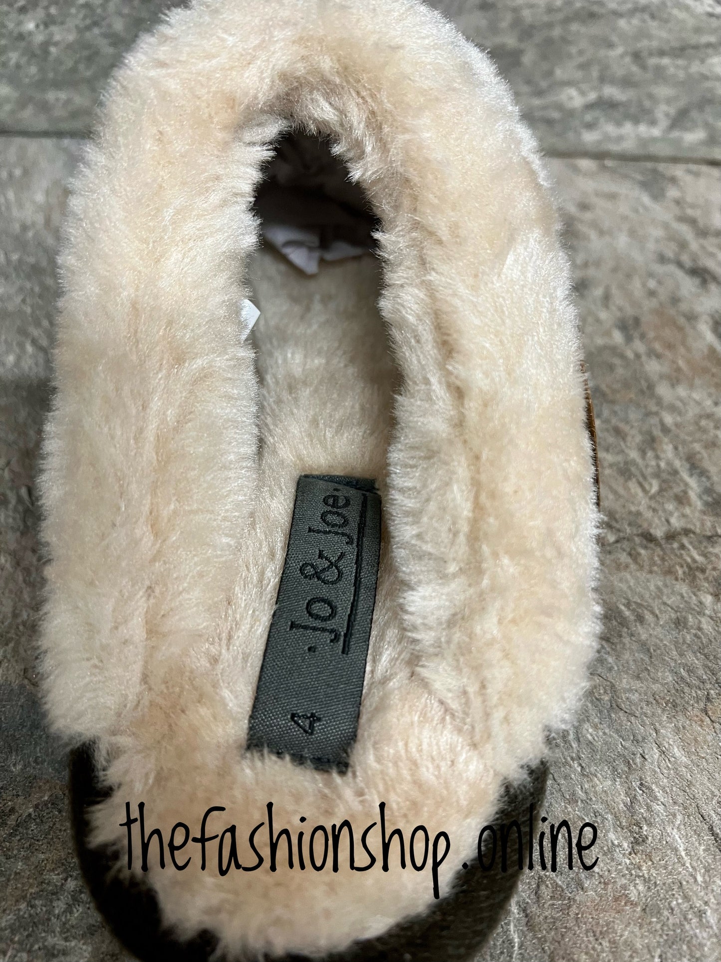 Brown Jo & Joe Shetland highlander faux fur slippers 3-8