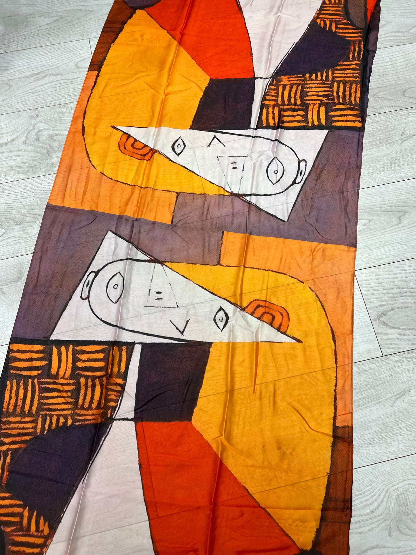 Orange Picasso style silk mix scarf