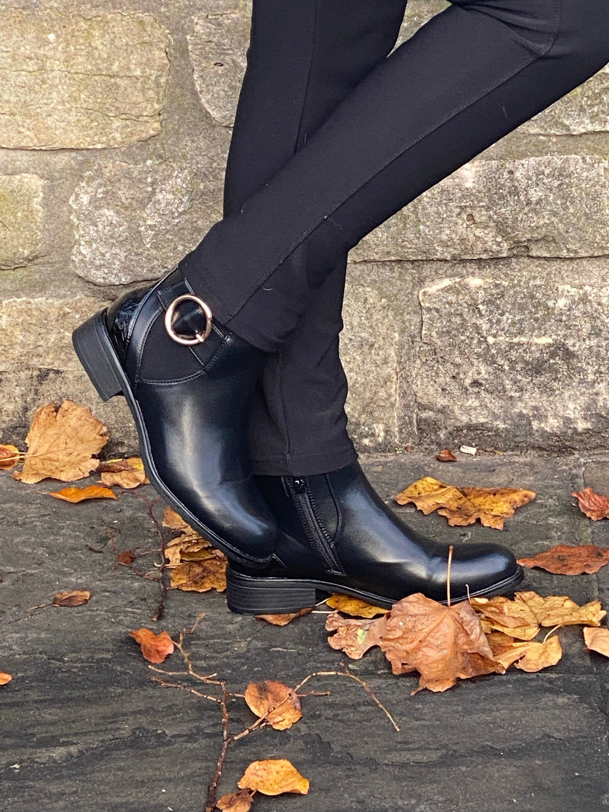 Black buckle detail ankle boot 3-8