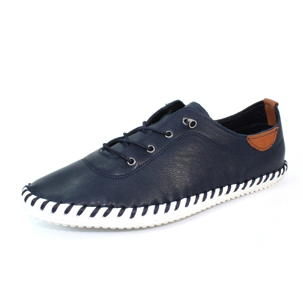 Navy Lunar St Ives leather plimsoll 3-9
