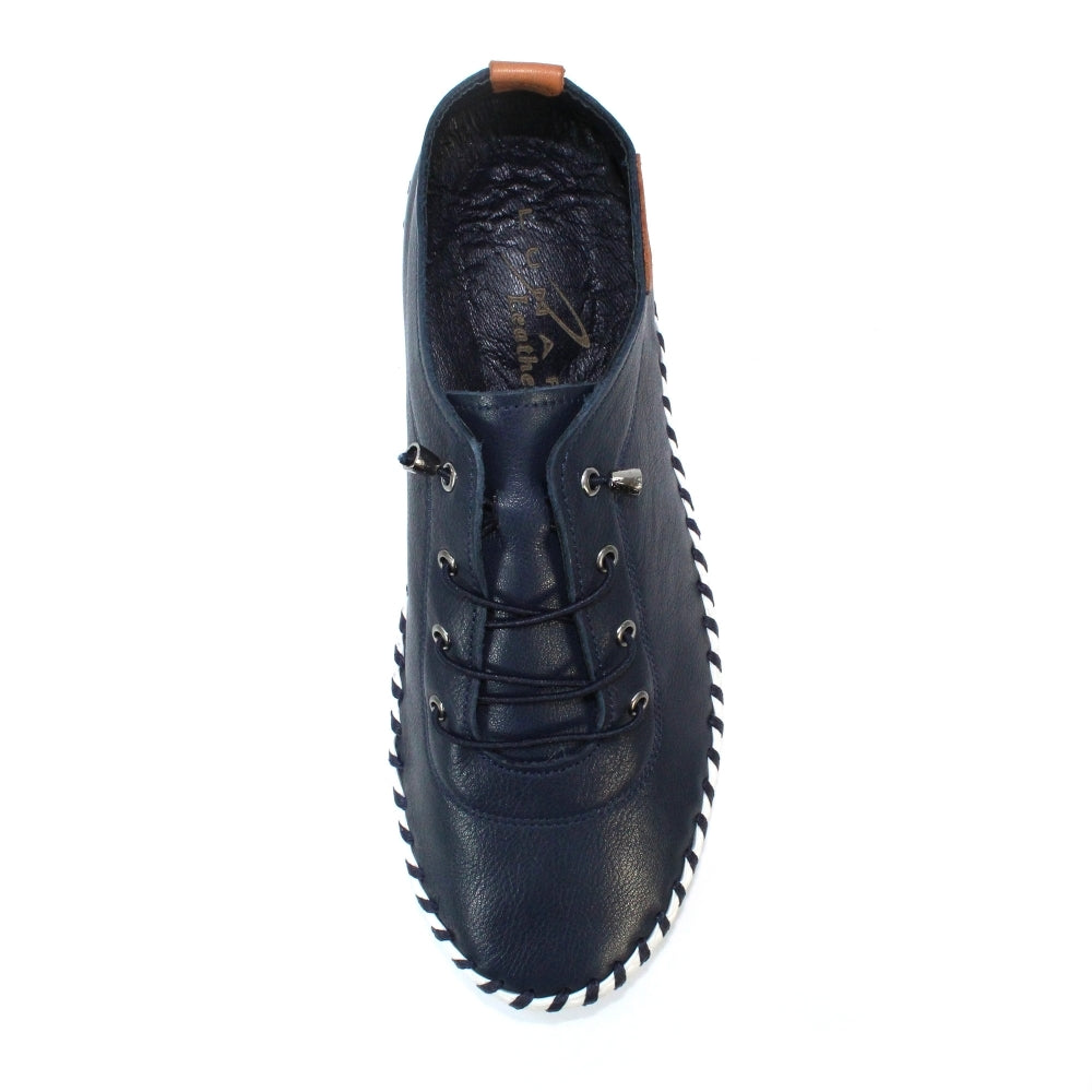 Navy Lunar St Ives leather plimsoll 3-9